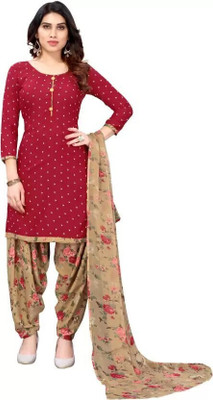 Varishtaa Cotton Blend Printed Kurta & Patiyala Material