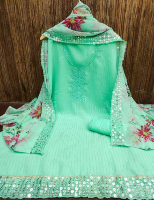 KRUTAGNA CREATION Cotton Blend Embroidered Kurta & Churidar Material