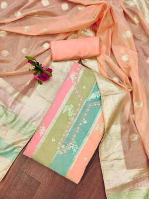 manvaa Jacquard Embellished Salwar Suit Material