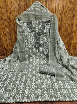 Divastri Cotton Blend Embroidered, Floral Print Salwar Suit Material
