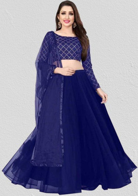 BIPIN ENTERPRISE Embroidered Semi Stitched Lehenga Choli(Blue)