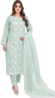 SHREEPAD ENTERPRISE Georgette Embroidered Salwar Suit Material