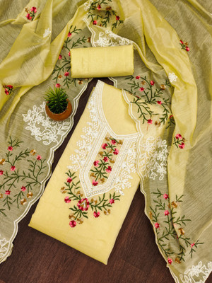 Ethnic Junction Chanderi Embroidered Kurta & Patiyala Material