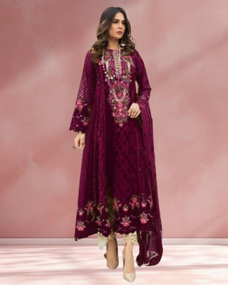 Dealbazaars Corporation Georgette Embroidered Salwar Suit Material