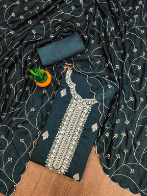 PANZORA Cotton Blend Embellished Salwar Suit Material