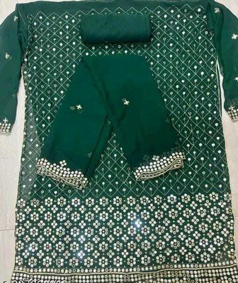 FUSIONVALLEY Georgette Embroidered Salwar Suit Material