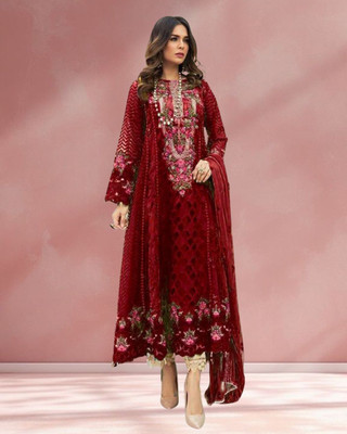 Dealbazaars Corporation Georgette Embroidered Salwar Suit Material