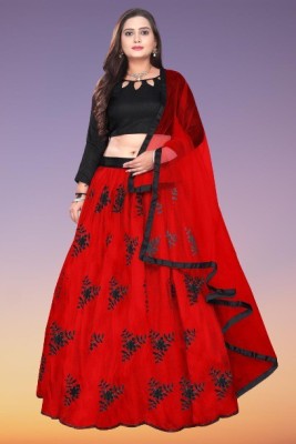 BIPIN ENTERPRISE Self Design Semi Stitched Lehenga Choli(Red, Black)