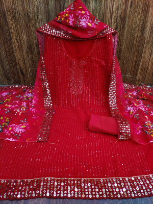 RSTWISTER Cotton Blend Floral Print Kurta & Churidar Material
