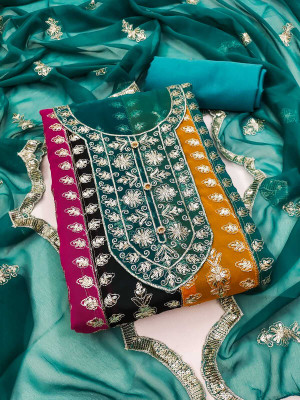 FANCYNINE Georgette Embroidered Kurta & Palazzo Material