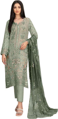 SHREEPAD ENTERPRISE Georgette Embroidered Salwar Suit Material