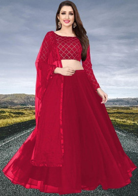 BIPIN ENTERPRISE Embroidered Semi Stitched Lehenga Choli(Red)