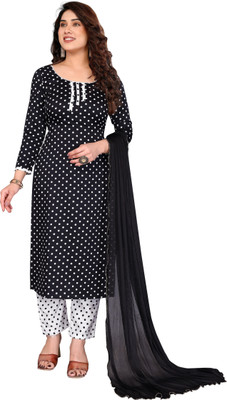 FABFLICK Crepe Printed Salwar Suit Material