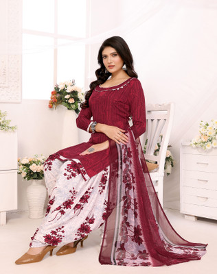 ANJAVI FASHION Crepe Solid, Floral Print, Printed, Geometric Print Salwar Suit Material