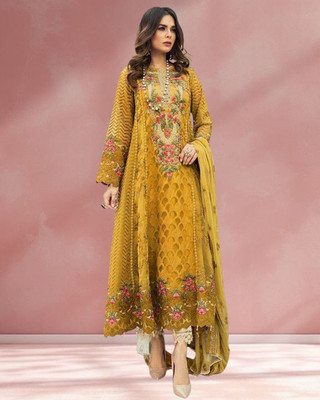 Dealbazaars Corporation Georgette Embroidered Salwar Suit Material