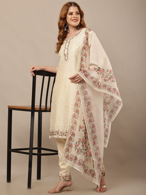 Neemzari Embroidered Kurta, Trouser/Pant & Dupatta Set