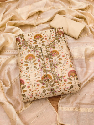 Divastri Silk Blend Embroidered Salwar Suit Material