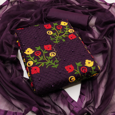 NK Enterprise Cotton Blend Embroidered Salwar Suit Material