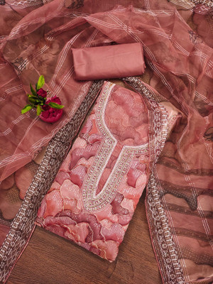 manvaa Organza Embellished Salwar Suit Material