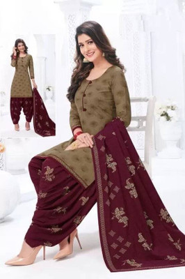 Vimalnath Synthetics Crepe Printed, Self Design Kurta & Patiyala Material