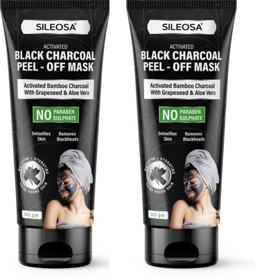 SILEOSA Charcoal Peel Off Mask Enriched with Bamboo Extracts for All Skin Types(200 ml)