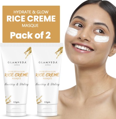 GLAMVEDA Hydrate & Glow Rice Crème Masque ( Pack Of 2 )| Paraben Free(160 g)