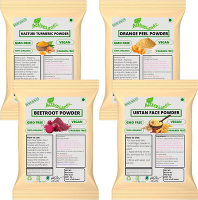 Activeland Kasturi Haldi Beetroot Orange Peel & Ubtan Powder For Face|Skin 75g Each(300 g)