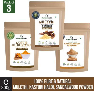 Humanveda Sandalwood Mulethi and Kasturi Haldi / Wild Turmeric Powder (3 x 3 = 300g)(300 g)