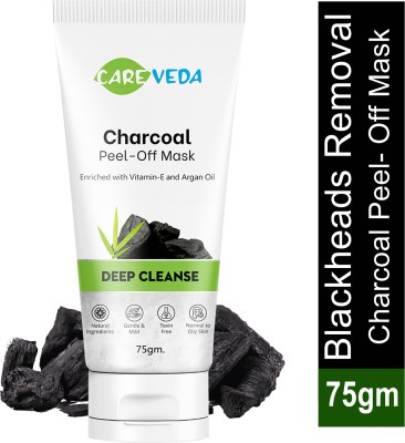 CareVeda Blackheads Removal Charcoal Peel Off Mask Enriched with Vitamin E & Argan Oil(75 g)