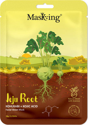 MasKing Jeju Root Facial Sheet Mask Kohlrabi + Kojic , Face Serum Mask, 20Ml each(20 ml)