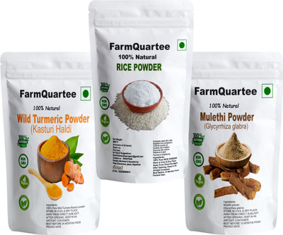 FarmQuartee Mulethi & Wild Turmeric/Kasturi Haldi Powder and Rice Powder Combo(300 g)
