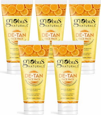 Globus Naturals De Tan Face Pack, Tan Removal, Set of 5(500 g)