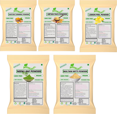 Activeland Kasturi Turmeric, ubtan Neem Lemon Multani mitti powder 50gm each(250 g)