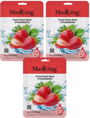 Masking Beauty Facial Sheet Mask Strawberry Pack Of 3(60 ml)