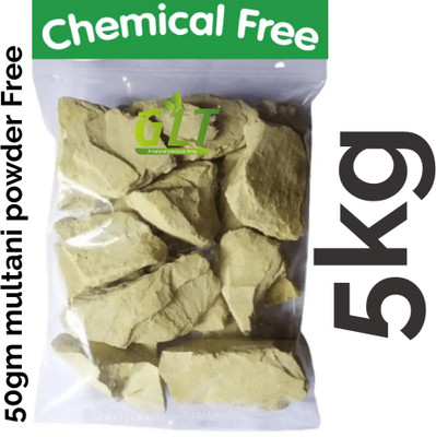 G.L.T. Multani Mitti Stone Pure Herbal Rajasthani Multani Mitti Stone lump Form/Multani Mitti (Herbal), Original and Pure Multani Mitti (Multani mitti stone, 5kg Free Multani mitti powder 50gm(5000 g)
