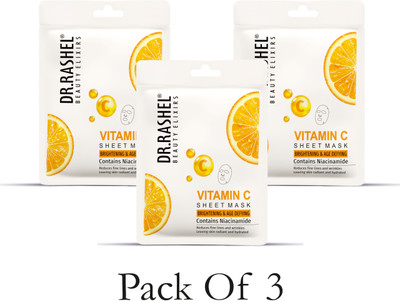 Dr.Rashel VITAMIN C SHEET MASK WITH SERUM CONTAINS NIACINAMIDE WHICH HELPS IN BRIGHTENING & AGE DEFYING(60 ml)