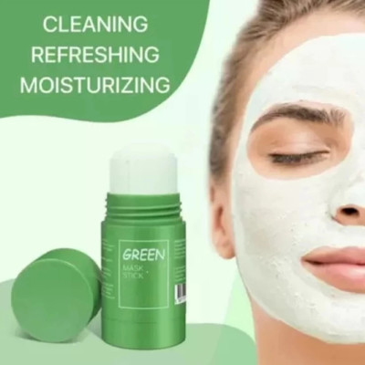 Everwey Green Purifying Clay Stick Mask Oil Control Anti-Acne Eggplant Solid Fine, Portable Cleansing Mask Mud Apply Mask, Green Tea Facial Detox Mud Mask(80 g)