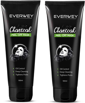 Everwey Charcoal Deep Cleansing Peel Off Face Mask Pack of 2(200 ml)