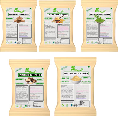 Activeland Sandalwood ubtan Neem powder Mulethi powder Multani mitti powder 50gm each(250 g)