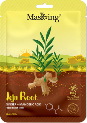 MasKing Jeju Root Facial Sheet Mask Ginger + Mandelic, Face Serum Mask, 20Ml each(20 ml)