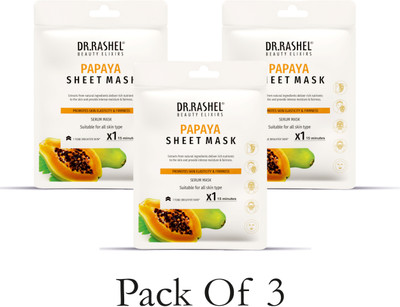 Dr. Rashel PAPAYA SHEET MASK THAT PROMOTES SKIN ELASTICITY & FIRMNESS (Pack of 3)(60 g)