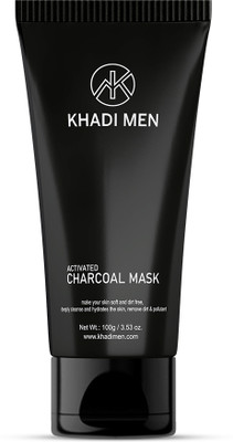 Khadi Men Activated Charcoal Face Mask skin soft and dirt free, deeply cleanse and hydrates the skin, remove dirt & pollutant(100 ml)