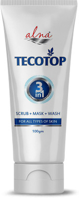 Alna Care ALNA Tecotop 3in1| Scrub + Mask + F/W|| 100gm | Men & Women All Skin Types Face Wash(100 ml)