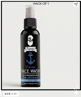 Zqugi Ocem for Men Fights Acne & Pimple, Skin Brightening Men All Skin Types Men All Skin Types Face Wash(100 ml)