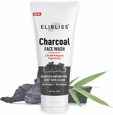 ELIBLISS Organic Geranium Charcoal Concentrate | Anti Blackhead Gel Men & Women All Skin Types Face Wash(75 ml)