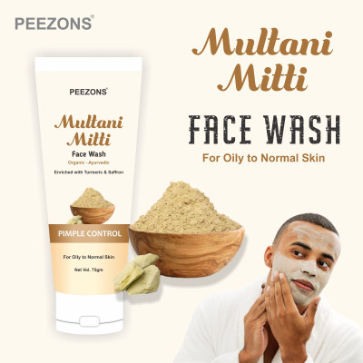 Peezons multani mitti Fcae Wash No Parabens, Sulphate Men All Skin Types Face Wash(75 g)