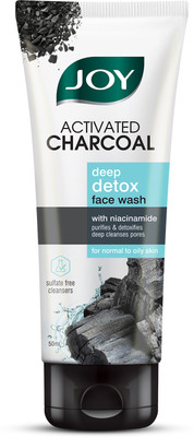 Joy Activated Charcoal for Oily Skin Removes Dirt & Blackheads Men & Women All Skin Types Face Wash(50 ml)