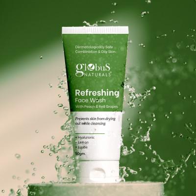 Globus Naturals Refreshing with Peach & Red Grapes, For Anti Aging & Moisturising Face Wash(50 ml)
