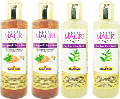 Khadi Mauri Fenugreek & Tea Tree - Pack of 4 Face Wash(840 ml)