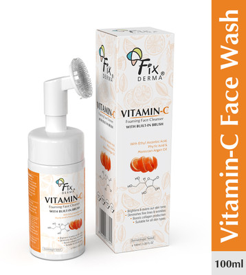 Fixderma 2% Vitamin C for Fine Lines & Wrinkles, Foaming With Brush Face Wash(100 ml)